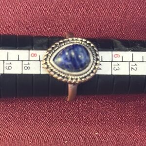 Ring Blue and Silver Ornate Jewelry Piece